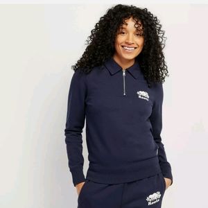 Roots Women's Original Zip Polo - Size S - Navy Blazer Blue
